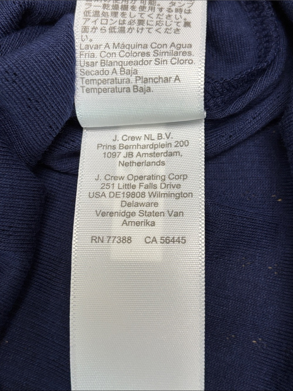 NWT  J.Crew Navy Blue Pointelle Ribbed Shrunken Tee- Scallop Lettuce Edge Trim - Picture 4 of 8